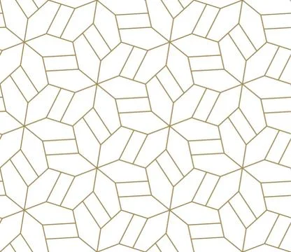 Modern simple geometric vector seamless pattern with gold line texture on white Stock Illustration