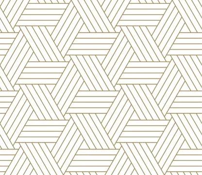 Modern simple geometric vector seamless pattern with gold line texture on white イラスト素材