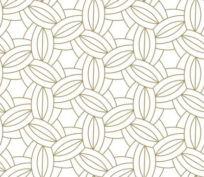 Modern simple geometric vector seamless pattern with gold line texture on white Stock Illustration