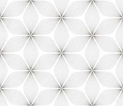 Modern simple geometric vector seamless pattern with black flowers, line texture Stock Illustration