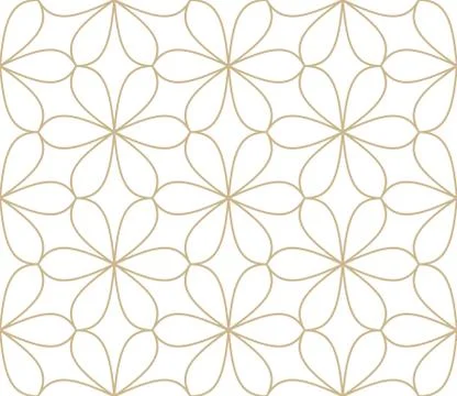 Modern simple geometric vector seamless pattern with gold flowers, line texture Illustrazione stock