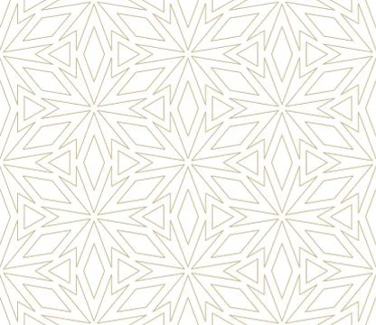 Modern simple geometric vector seamless pattern with gold flowers, line texture Illustrazione stock