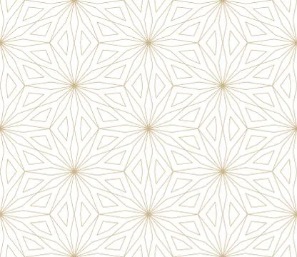 Modern simple geometric vector seamless pattern with gold flowers, line texture Illustrazione stock