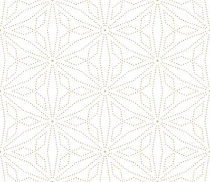 Modern simple geometric vector seamless pattern with gold flowers, line texture Illustrazione stock