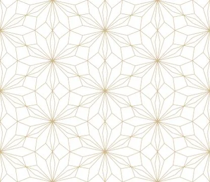 Modern simple geometric vector seamless pattern with gold flowers, line texture Illustrazione stock