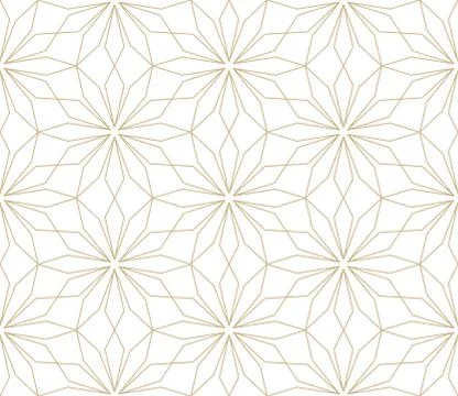 Modern simple geometric vector seamless pattern with gold flowers, line texture Illustrazione stock