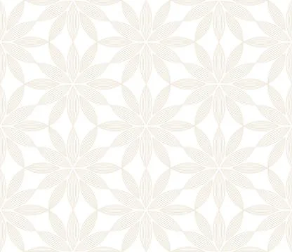 Modern simple geometric vector seamless pattern with gold flowers, line texture Illustrazione stock