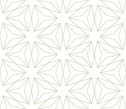 Modern simple geometric vector seamless pattern with gold flowers, line texture Illustrazione stock