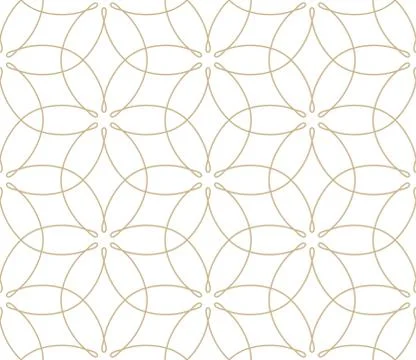 Modern simple geometric vector seamless pattern with gold flowers, line texture Stock Illustration