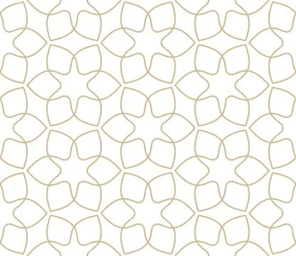 Modern simple geometric vector seamless pattern with gold flowers, line texture Illustrazione stock