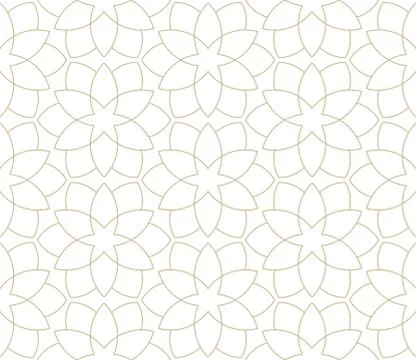 Modern simple geometric vector seamless pattern with gold flowers, line texture Illustrazione stock