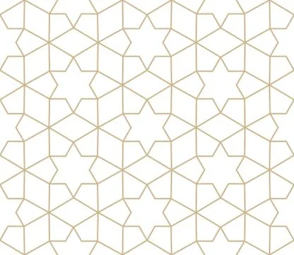 Modern simple geometric vector seamless pattern with gold flowers, line texture Stock Illustration
