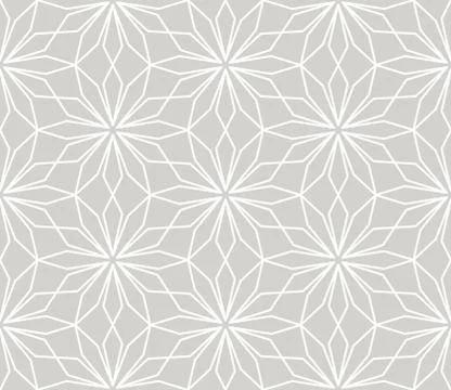 Modern simple geometric vector seamless pattern with white flowers, line texture Illustrazione stock