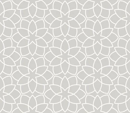 Modern simple geometric vector seamless pattern with white flowers, line texture Illustrazione stock