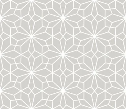 Modern simple geometric vector seamless pattern with white flowers, line texture Illustrazione stock