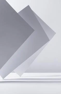 Modern simple geometric white grey abstract background with asymmetric standi Stock Photos