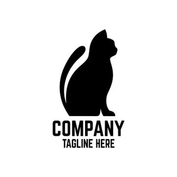 Modern is a simple logo of a black cat. Vector illustration. Stock Illustration