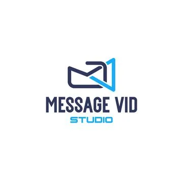 Modern simple MESSAGE VID STUDIO send logo design Stock Illustration
