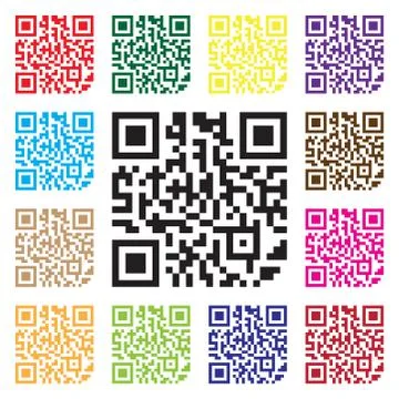 Modern Simple Multicolor QR Code Sign in Vector Illustration Isolated Stock Illustration