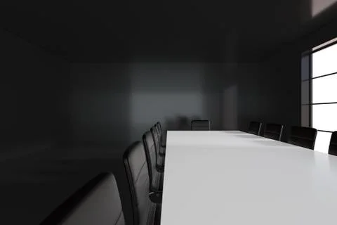 Modern simple office interior with glass window, blank wall with copy space Stock Illustration