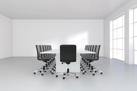 Modern simple office interior with glass window, blank wall with copy space Stock Illustration