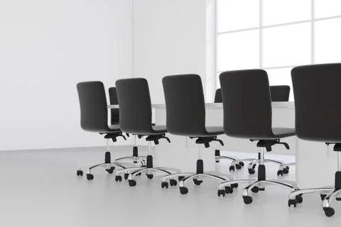 Modern simple office interior with glass window, blank wall with copy space Stock Illustration