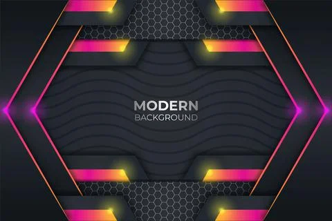Modern Simple Realistic Orange and Pink Glow in The Dark Background with Over Stock Illustration