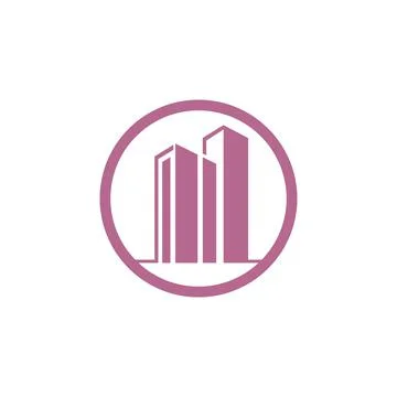Modern simple square line art building vector Ilustración de archivo
