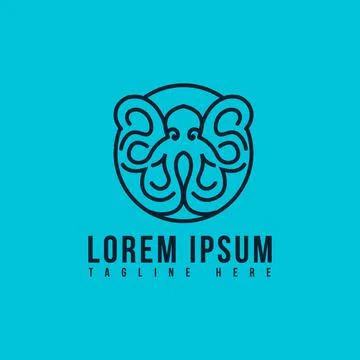 Modern simple squid octopus logo design vector illustrations Stock Illustration