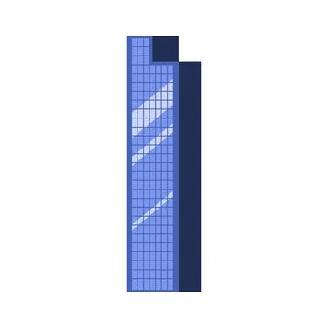 Modern simple tower building, blue skyscraper of urban landscape Ilustración de archivo