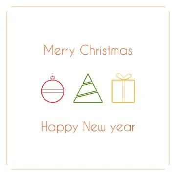 Modern simple Vector design of christmas card with ball toy, christmas tree and Stock Illustration