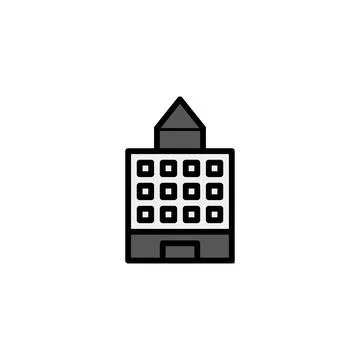Modern simplistic building illustration symbolizing urban infrastructure ar.. Ilustración de archivo