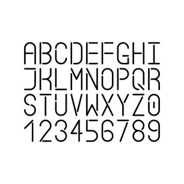 Modern single line font. Vector uppercase letters and numbers. Infographic and Stock Illustration
