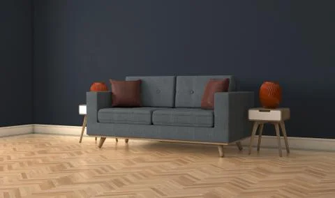 Modern Sitting Room Couch Interior Stock Illustration