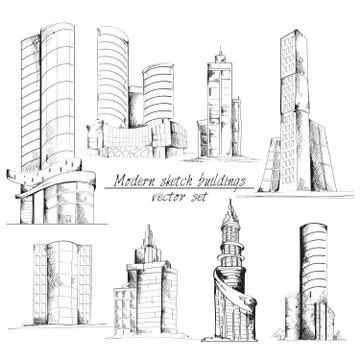 Modern sketch building Ilustración de archivo