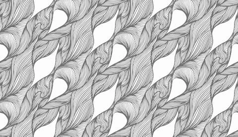 Modern sketch flow pattern. Abstract geometric decoration element. Seamless wavy Stock Illustration