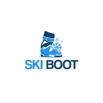 Modern SKI BOOT Snow Mountain Shoe logo design Stock Illustration