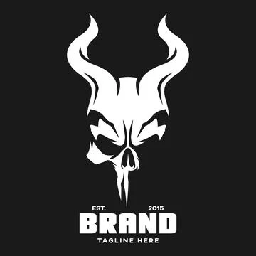 Modern skull logo with horns. Vector illustration. Stock Illustration