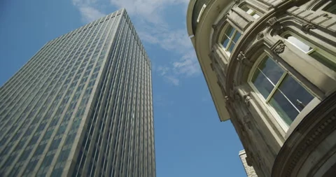 Modern Skyscraper and Historic Architecture in Downtown Montreal, Canada Stock Footage 328848638