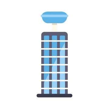 Modern skyscraper building architecture with observation deck icon Stock Illustration