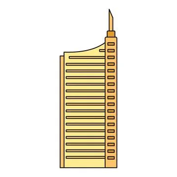 Modern skyscraper building forming city skyline icon Ilustração Stock