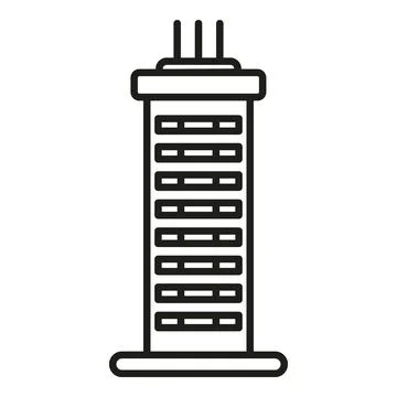 Modern skyscraper building line art icon showing urban architecture Ilustración de archivo
