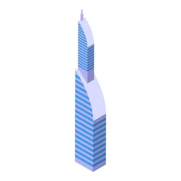 Modern skyscraper building reaching for the sky in isometric view Ilustração Stock