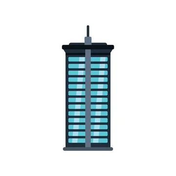 Modern skyscraper building soaring high into the urban skyline Ilustración de archivo