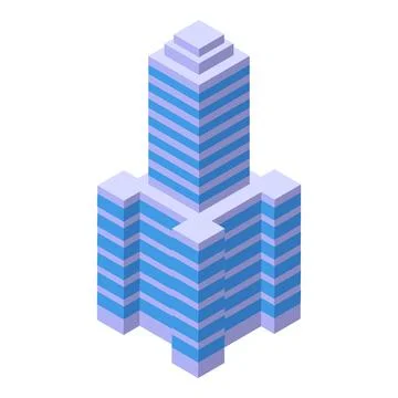 Modern skyscraper building towering over city landscape isometric projection Ilustración de archivo