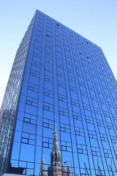 Modern skyscraper with equal windows standing in Polish city Lodz Stock Photos