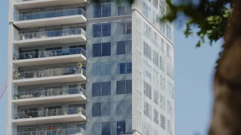 Modern skyscraper facade with glass balconies in Tel Aviv, Israel Stock-Footage 345653653