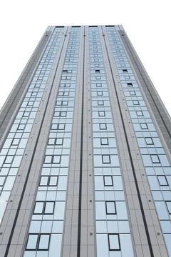 Modern skyscraper facade with repeating windows forms strict vertical 스톡 사진