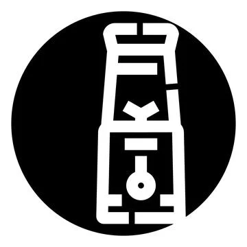 Modern skyscraper icon within black circular frame Illustrazione stock