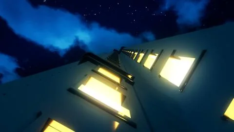 Modern Skyscraper with Night Sky. , Stock Illustration